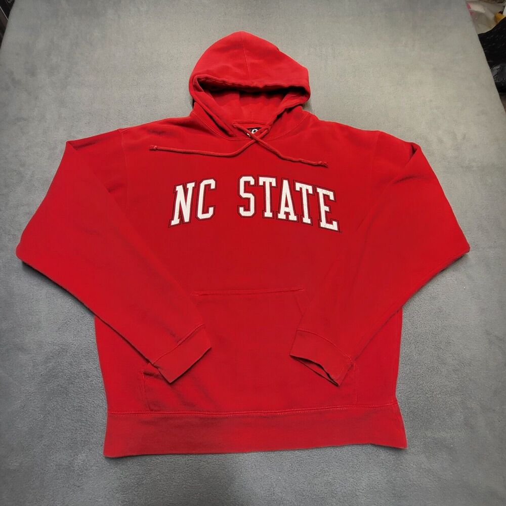 J America NC State Hoodie Mens M Red Pullover Sweatshirt Long Sleeve Graphic